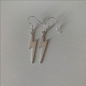Silver Lightning Bolt Earings